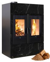 Klover DUAL AIR Hybrid Kombi Kaminofen Holz Pellet  Marble Black/Stahl 17,81 kw